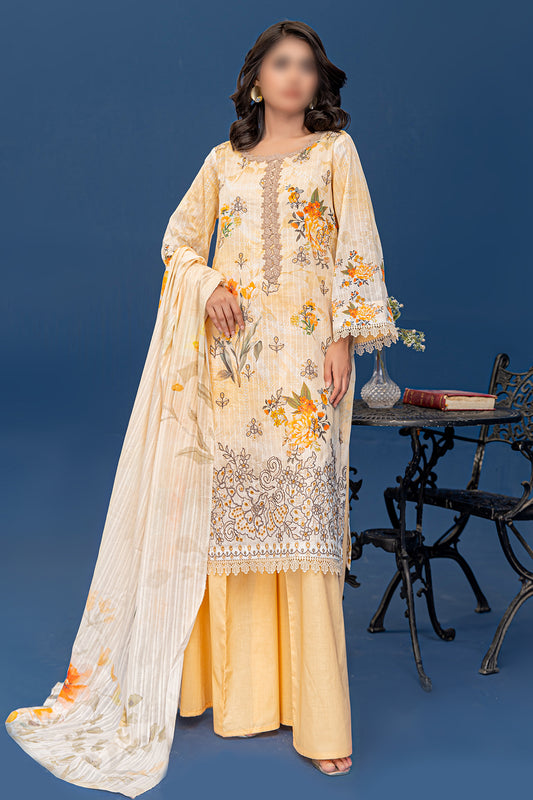 3 Piece - Embroidered Lawn  - Riwayat 201
