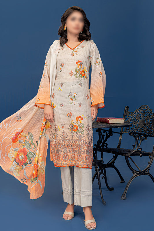 3 Piece - Embroidered Lawn  - Riwayat 202