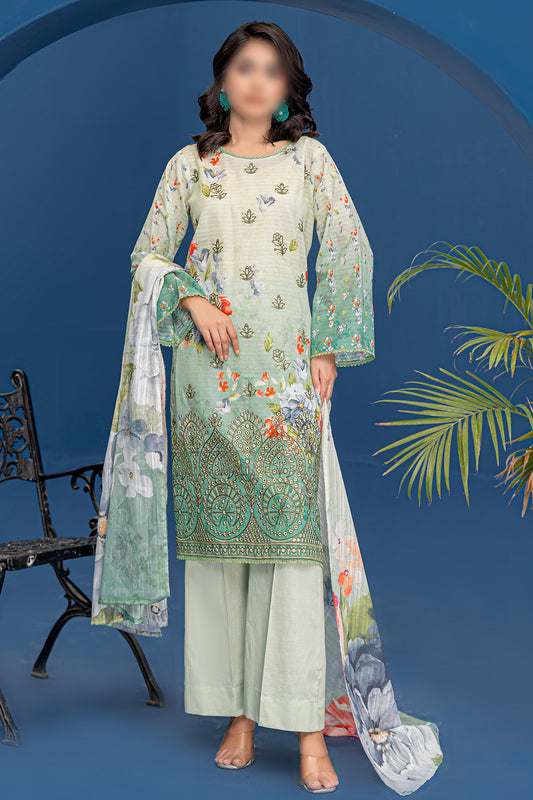 3 Piece - Embroidered Lawn  - Riwayat 206