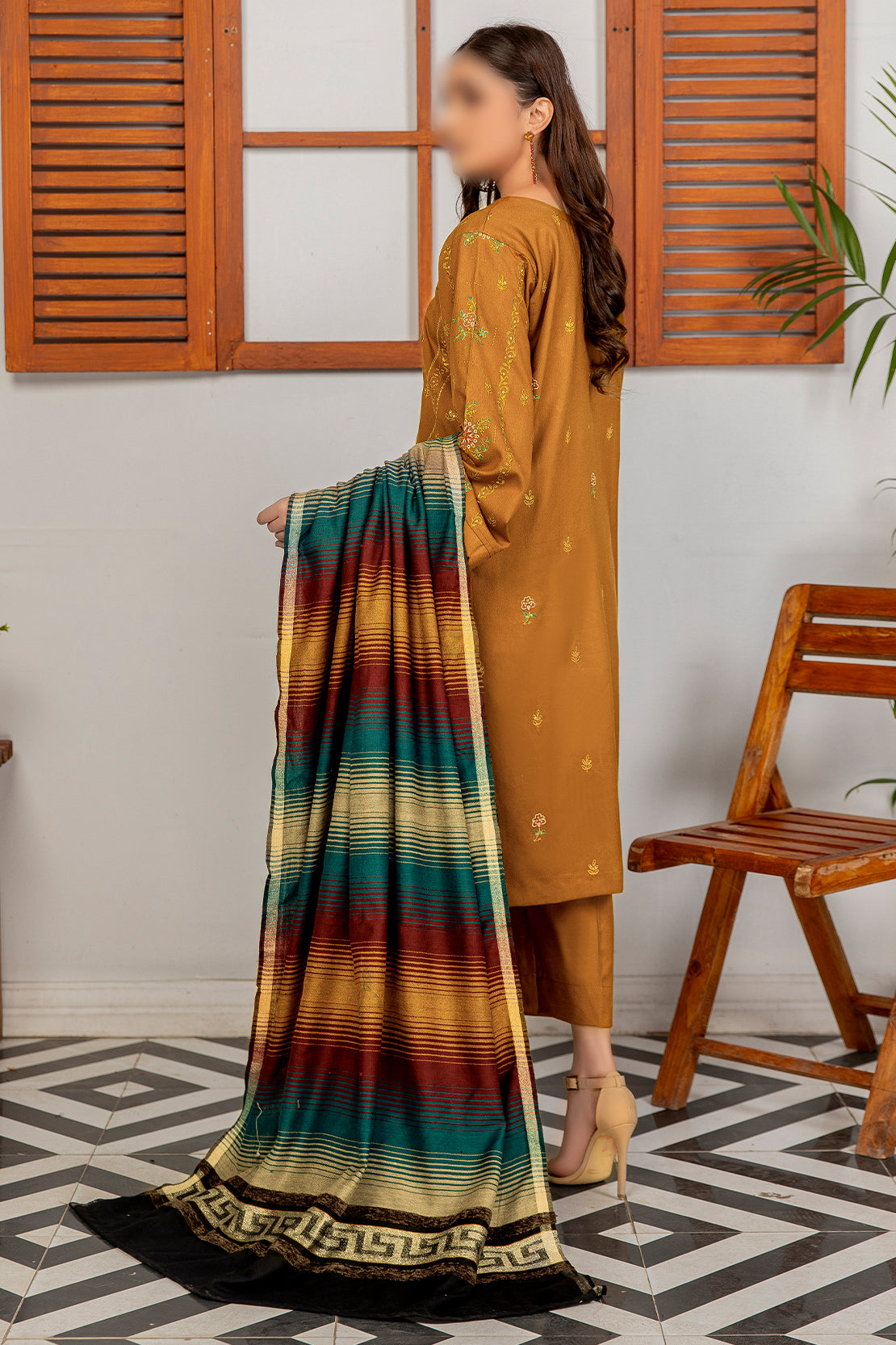3 Piece - Embroidered Dhanak - Ronak 306