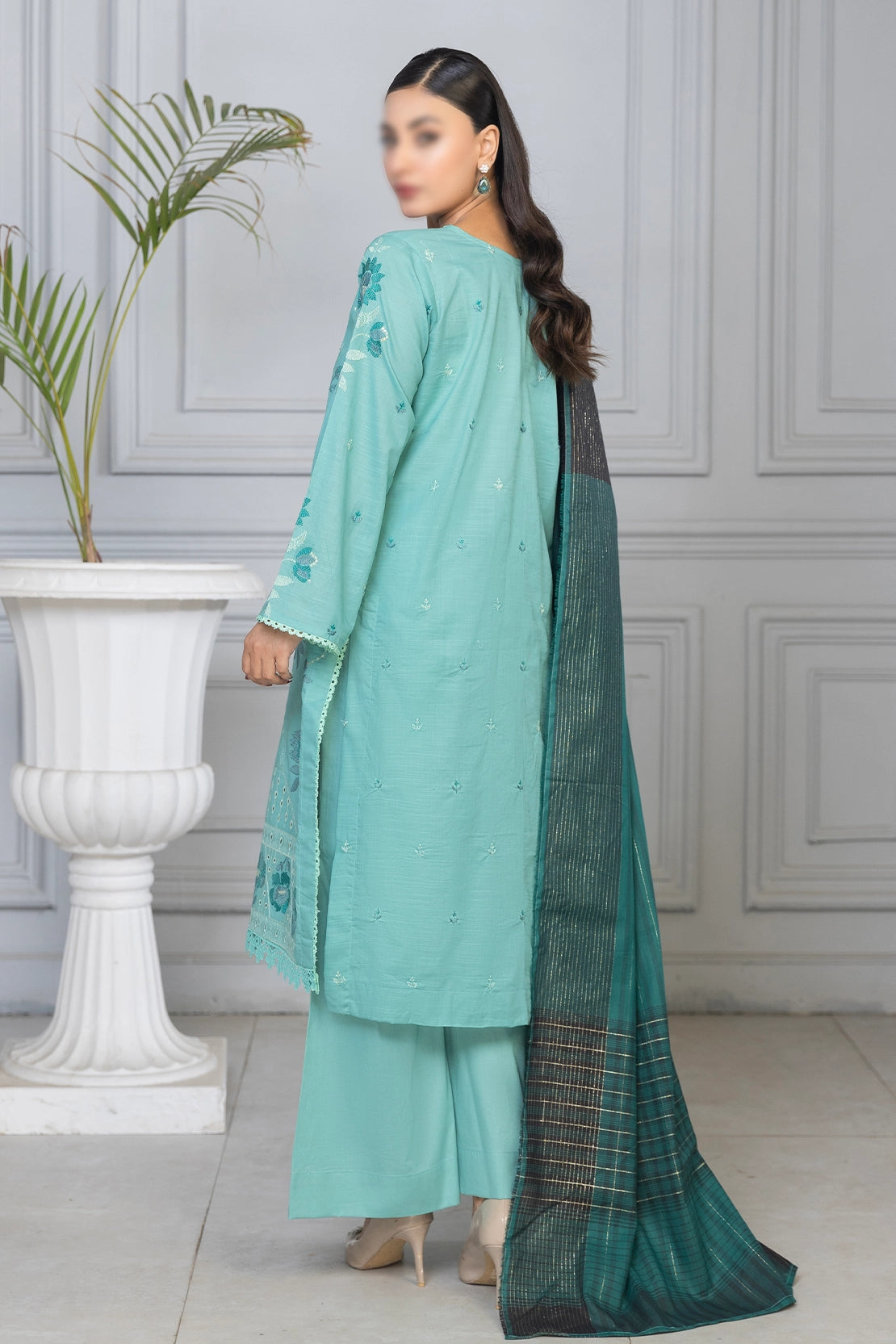 3 Piece - Embroidered Lawn - Roshni 101