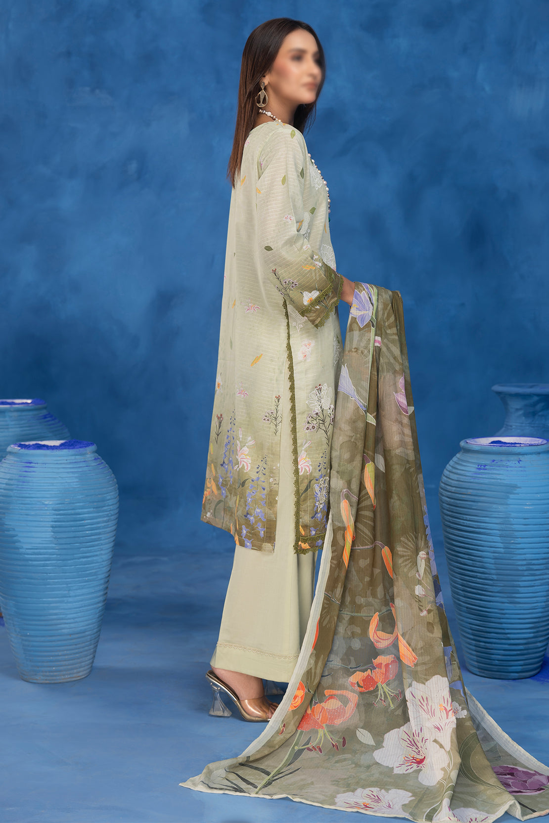 3 Piece - Embroidered Lawn - Sahil 201