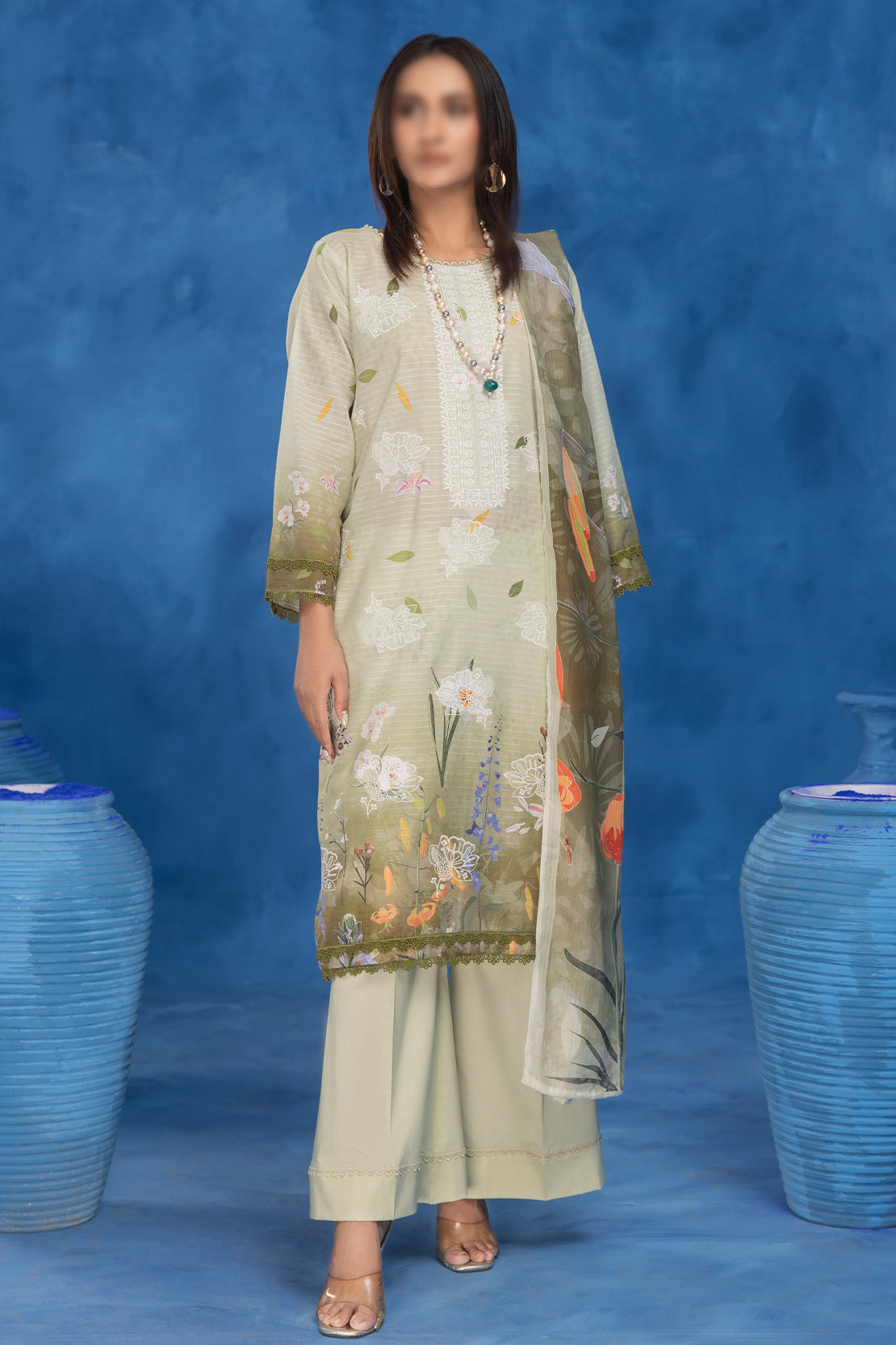 3 Piece - Embroidered Lawn - Sahil 201