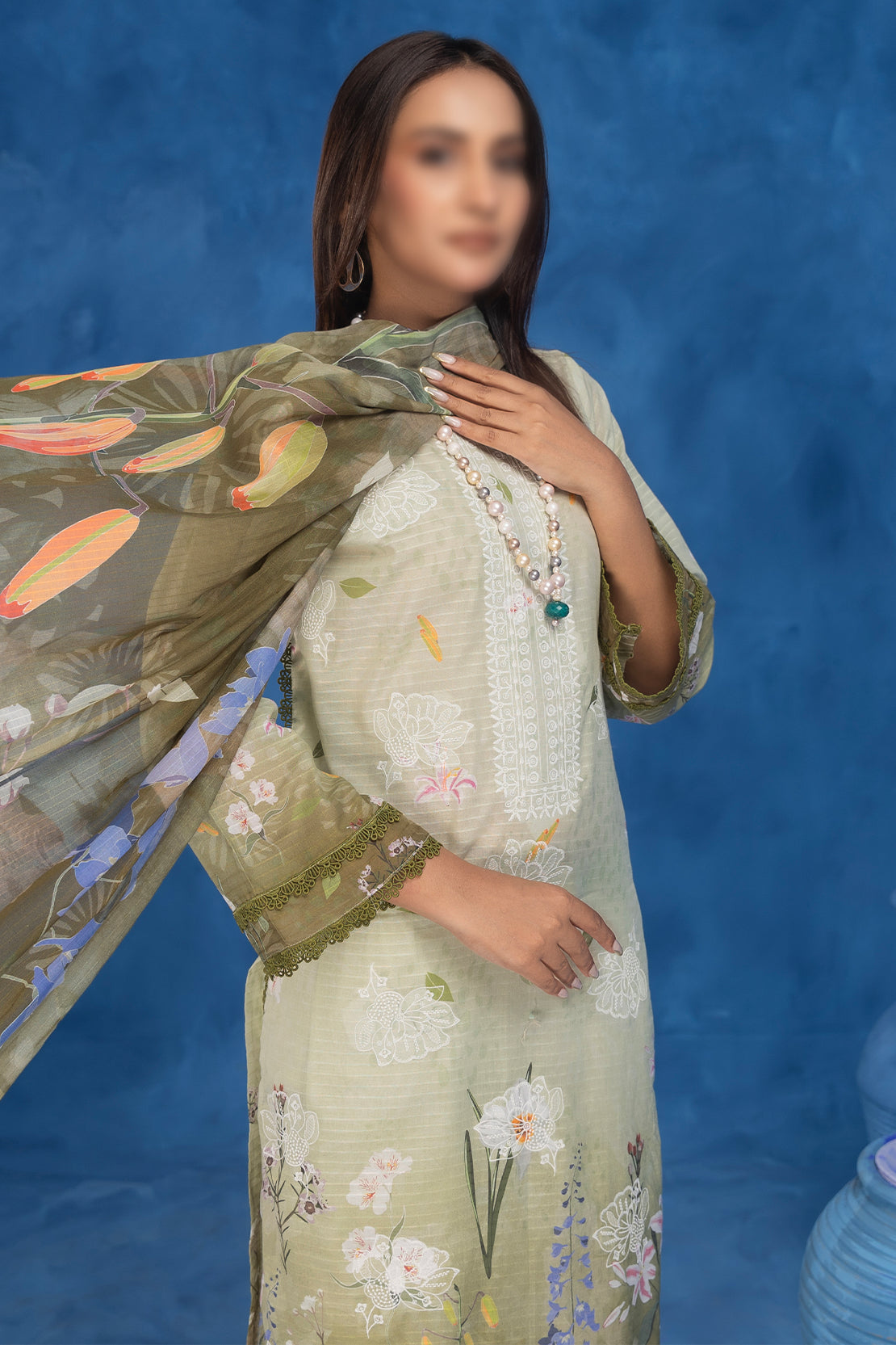 3 Piece - Embroidered Lawn - Sahil 201