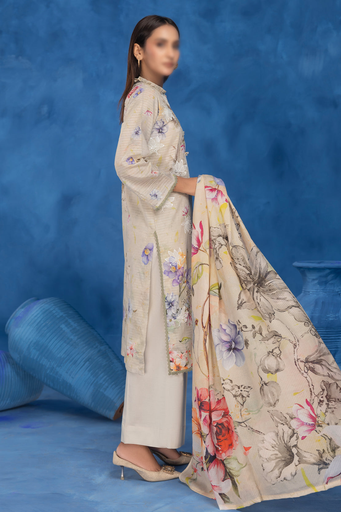 3 Piece - Embroidered Lawn - Sahil 210