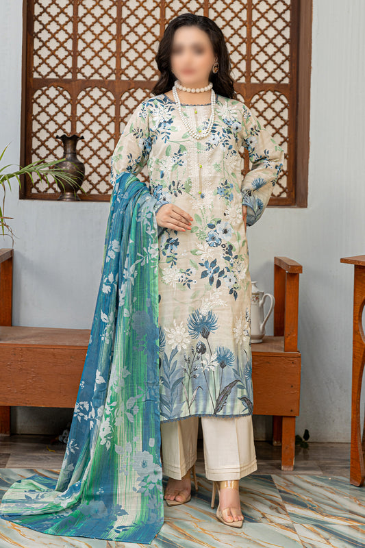 3 Piece - Embroidered Lawn  - Sahil 110