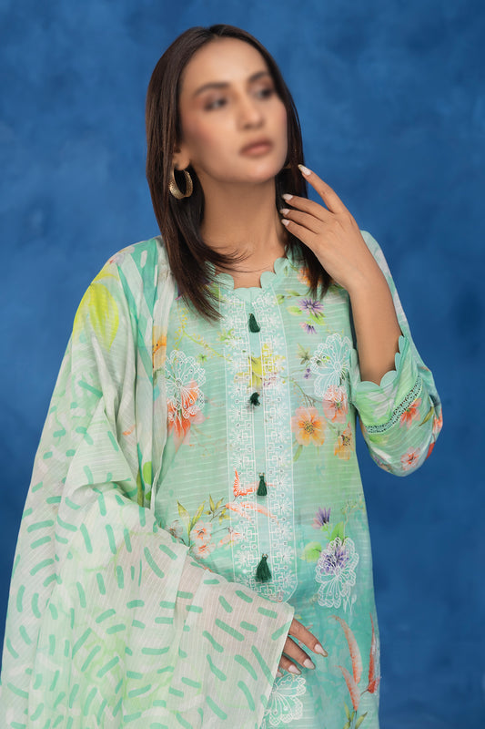 3 Piece - Embroidered Lawn - Sahil 202