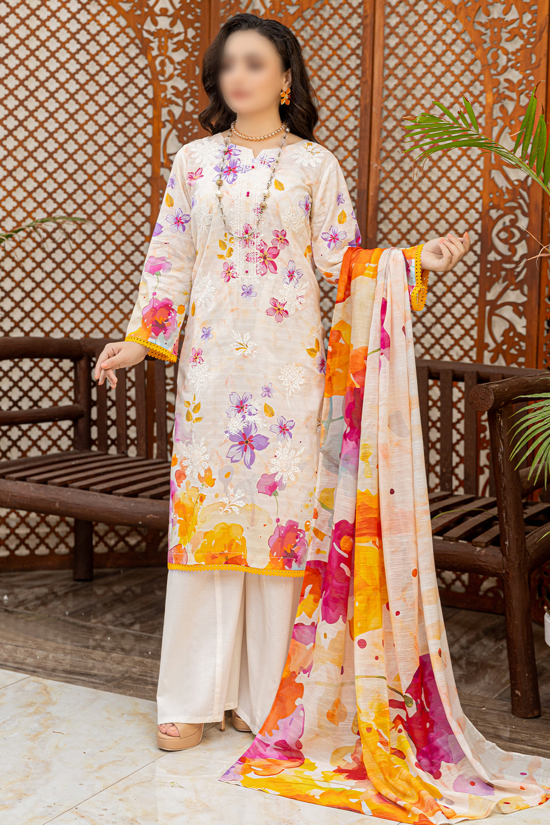 3 Piece - Embroidered Lawn - Sahil 106