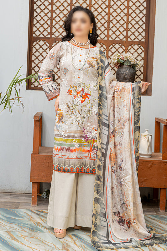 3 Piece - Embroidered Lawn  - Sahil 107