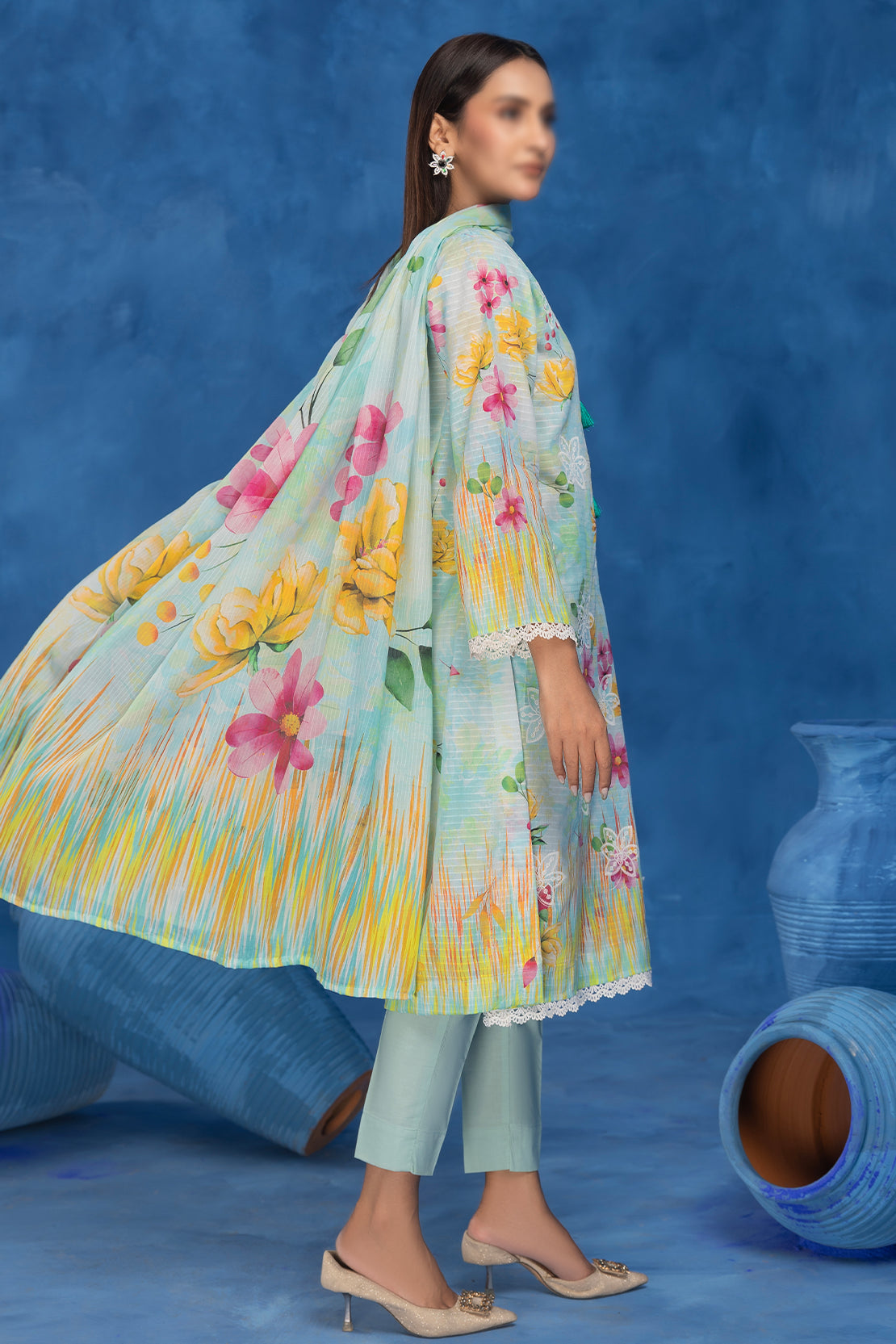 3 Piece - Embroidered Lawn - Sahil 208