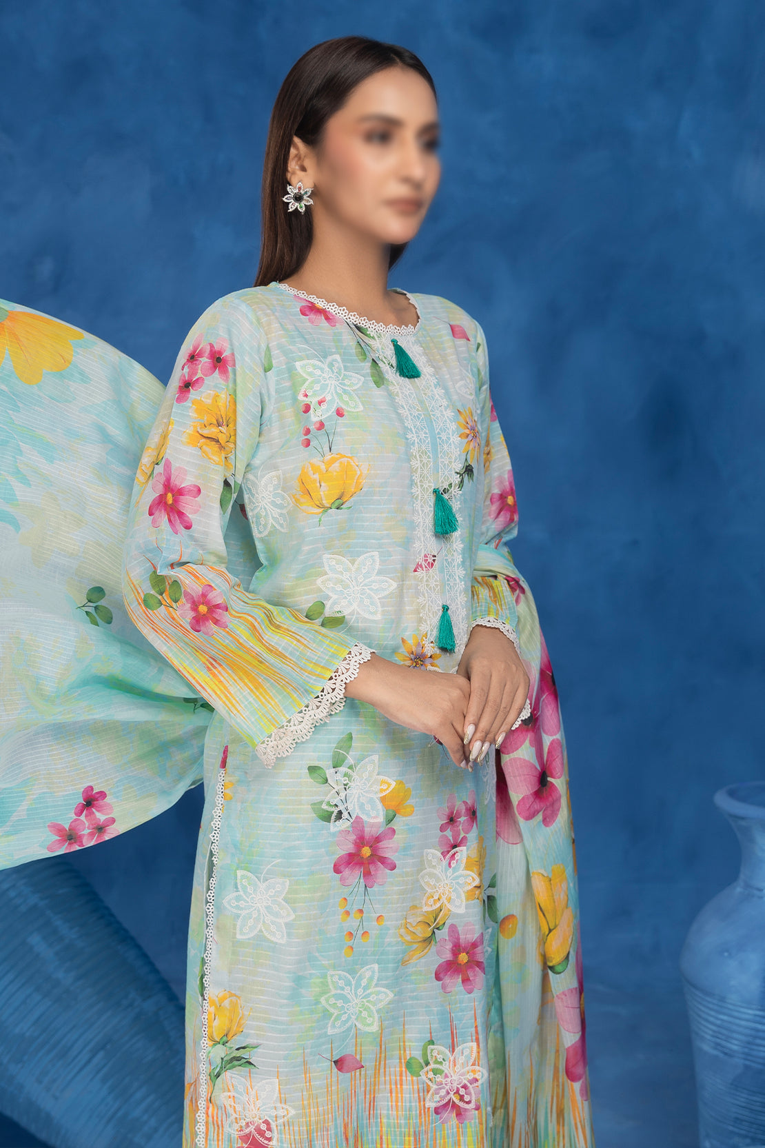 3 Piece - Embroidered Lawn - Sahil 208