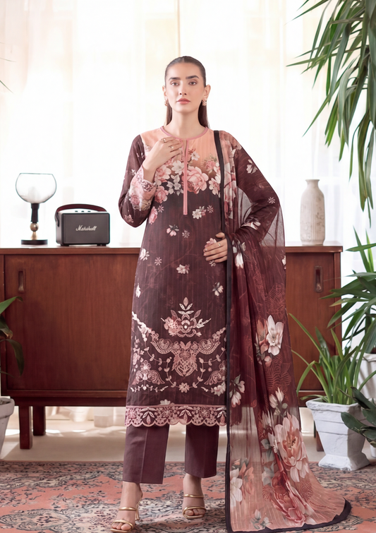 3 Piece - Embroidered Lawn - Fantak V303 - 10