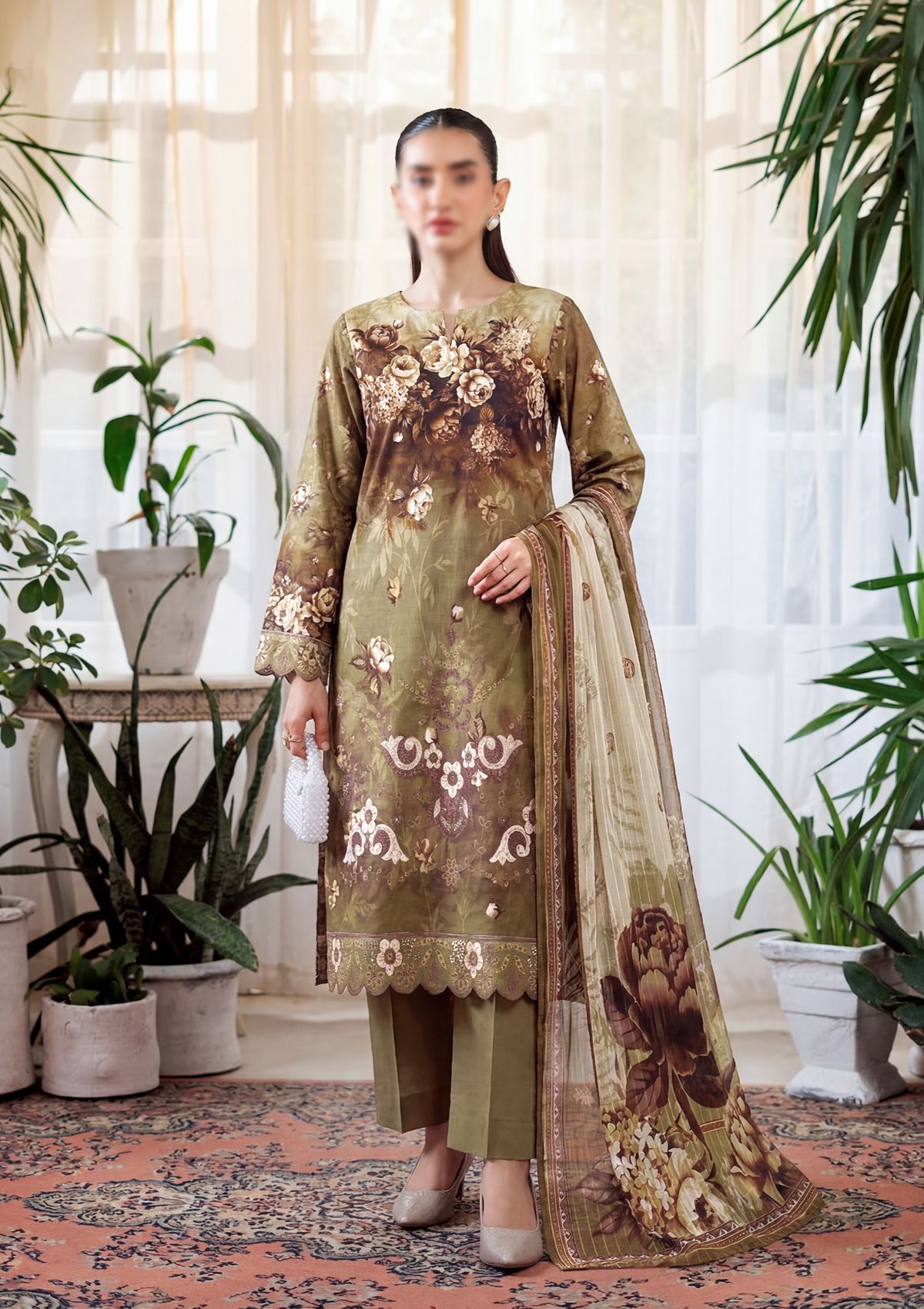 3 Piece - Embroidered Lawn - Fantak V303 - 11