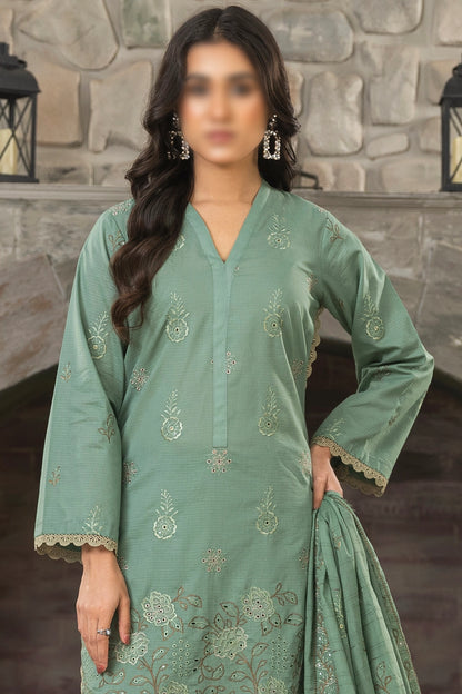 3 Piece - Embroidered Doriya Lawn - Peach 102