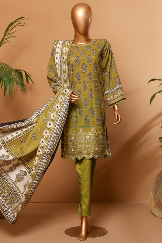 3 Piece - Embroidered Khaddar - D209