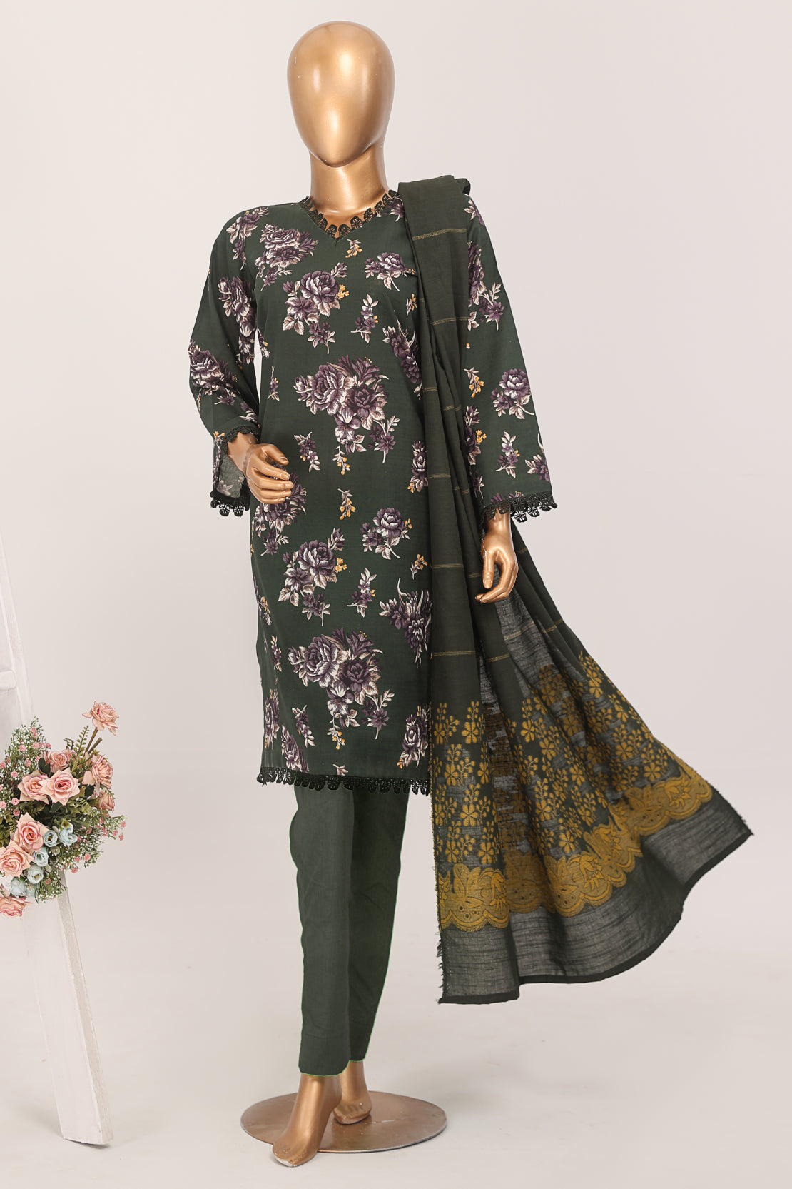 3 Piece - Digitaly Printed Khaddar - D104