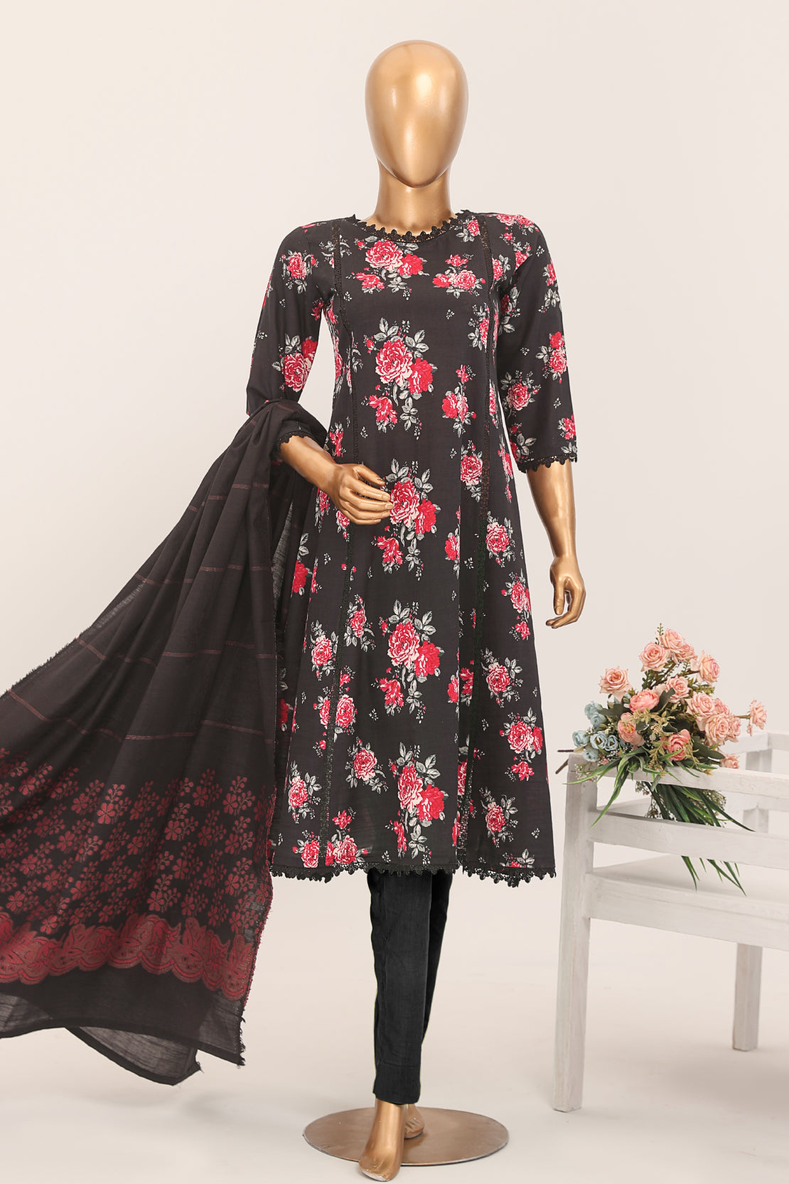 3 Piece - Digitaly Printed Khaddar - D102