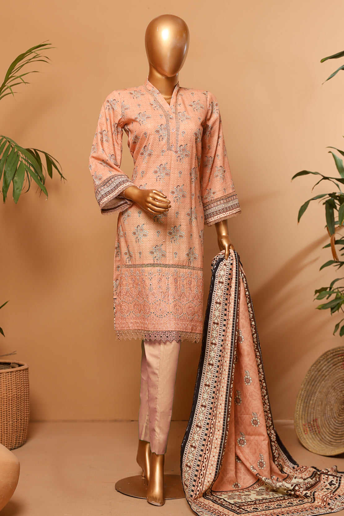 3 Piece - Embroidered Khaddar - D207