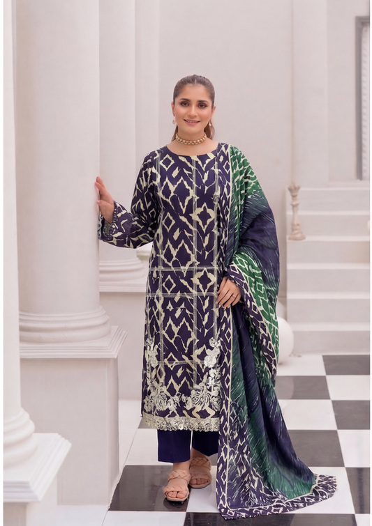 3 Piece - Embroidered Lawn - Fantak V156 - 1