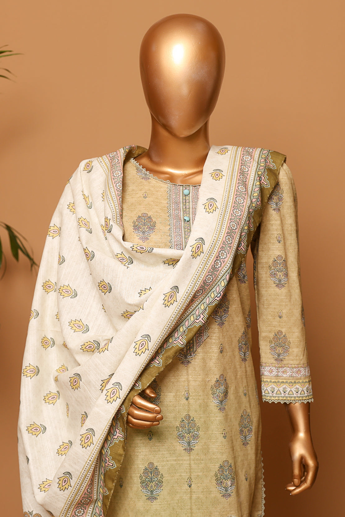 3 Piece - Embroidered Khaddar - D206