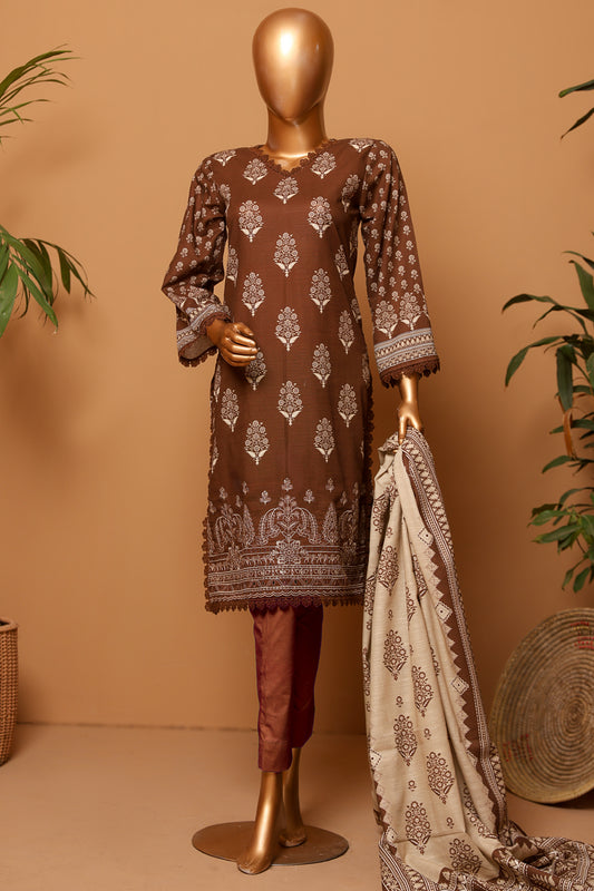 3 Piece - Embroidered Khaddar - D205