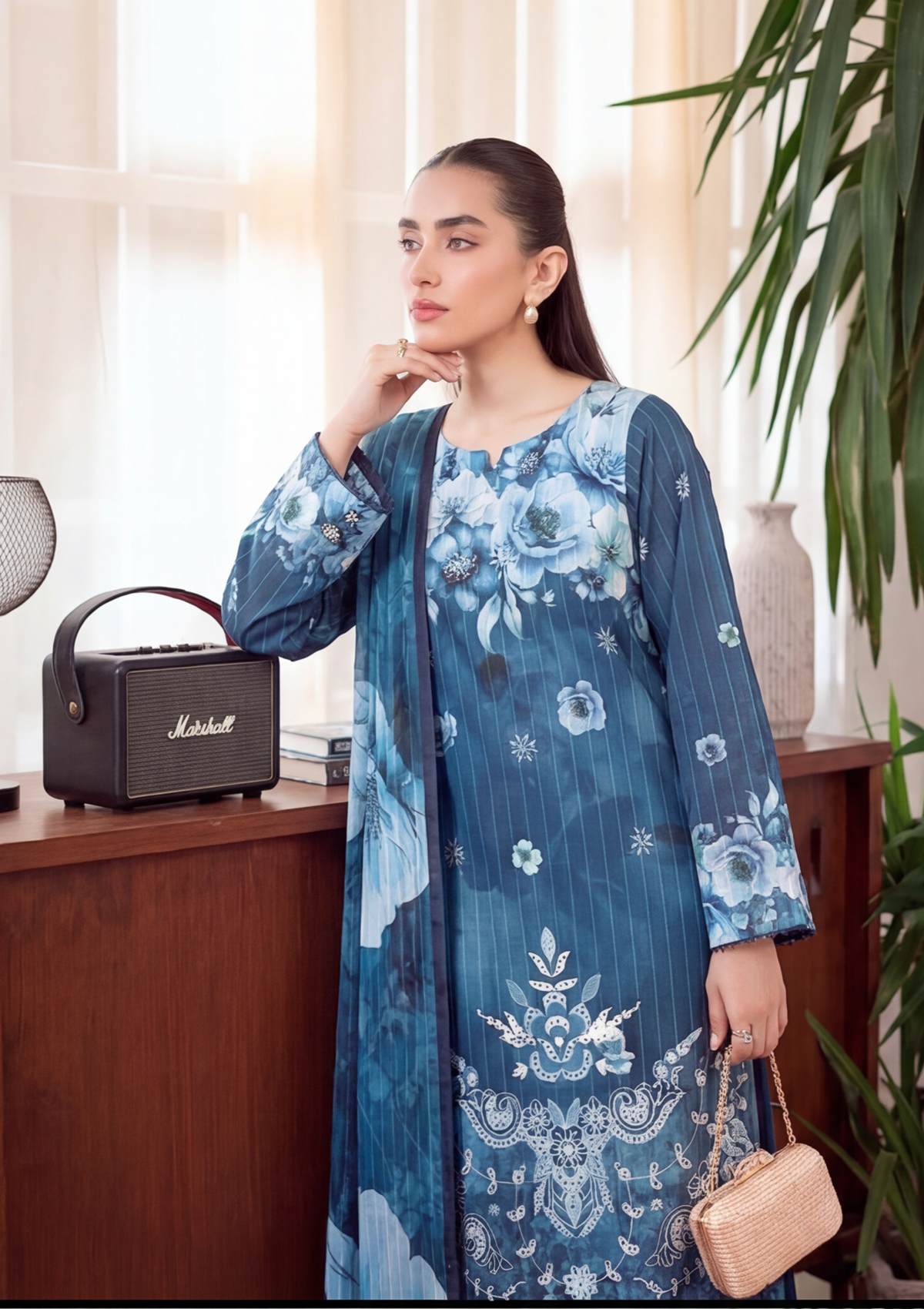 3 Piece - Embroidered Lawn - Fantak V303 - 02