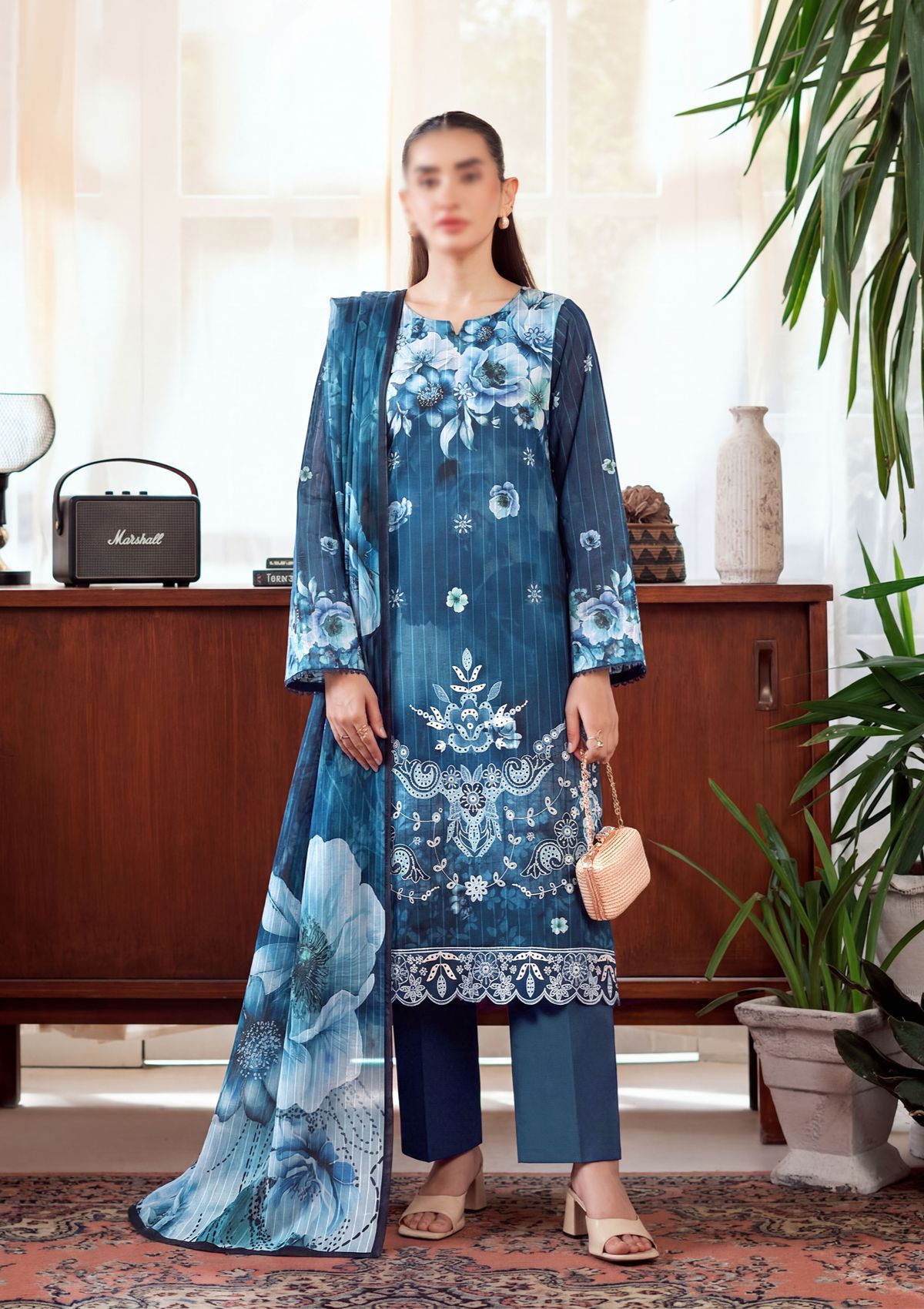 3 Piece - Embroidered Lawn - Fantak V303 - 02