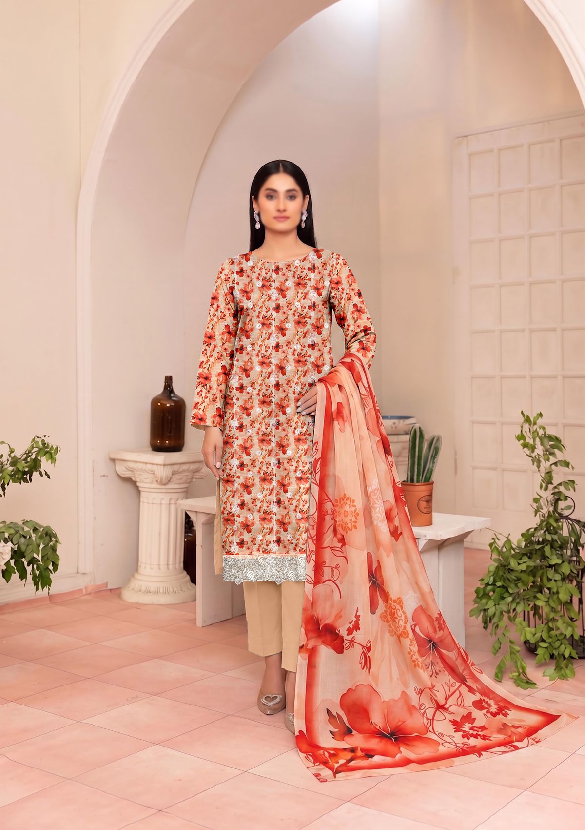 3 Piece - Embroidered Lawn - Fantak V177 - 02