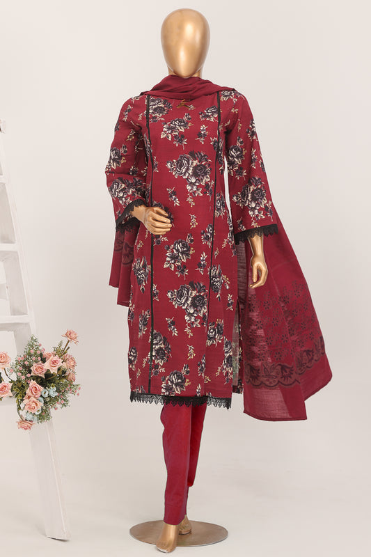 3 Piece - Digitaly Printed Khaddar - D106