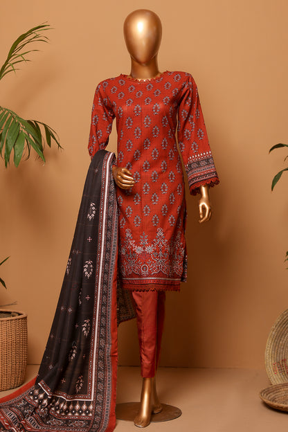 3 Piece - Embroidered Khaddar - D204