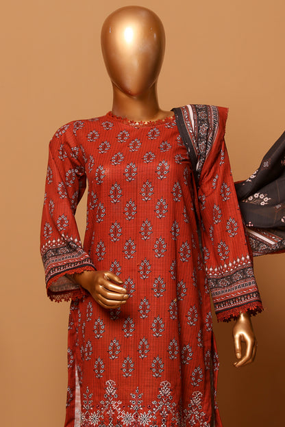 3 Piece - Embroidered Khaddar - D204