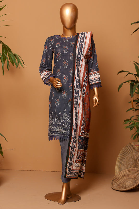 3 Piece - Embroidered Khaddar - D202