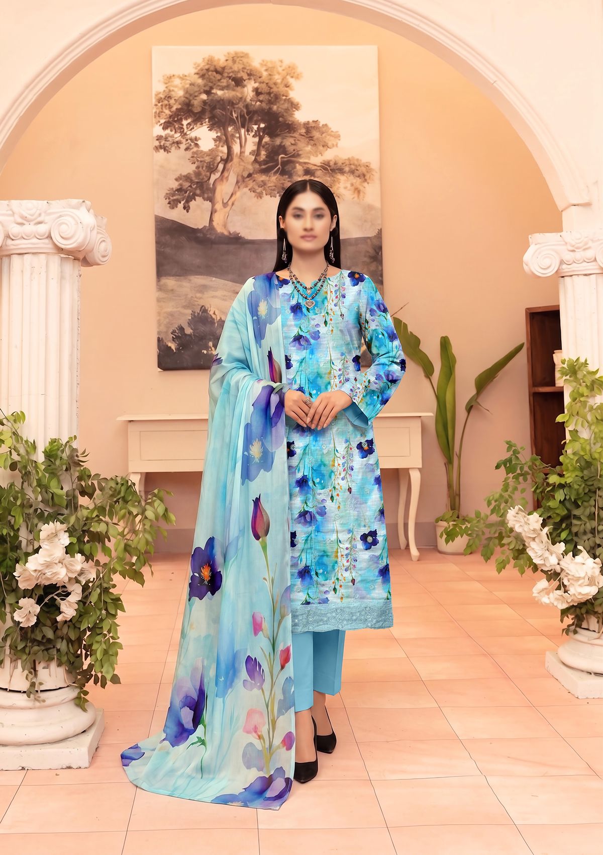 3 Piece - Embroidered Lawn - Fantak V177 - 03