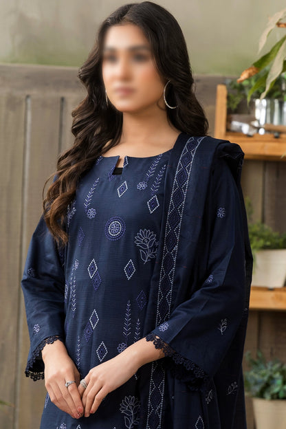 3 Piece - Embroidered Doriya Lawn - Peach 101