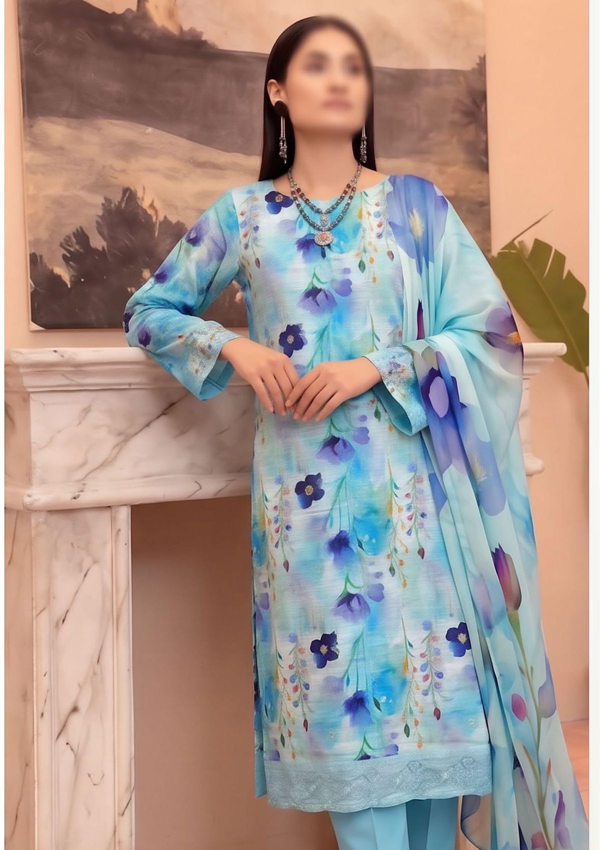 3 Piece - Embroidered Lawn - Fantak V177 - 03