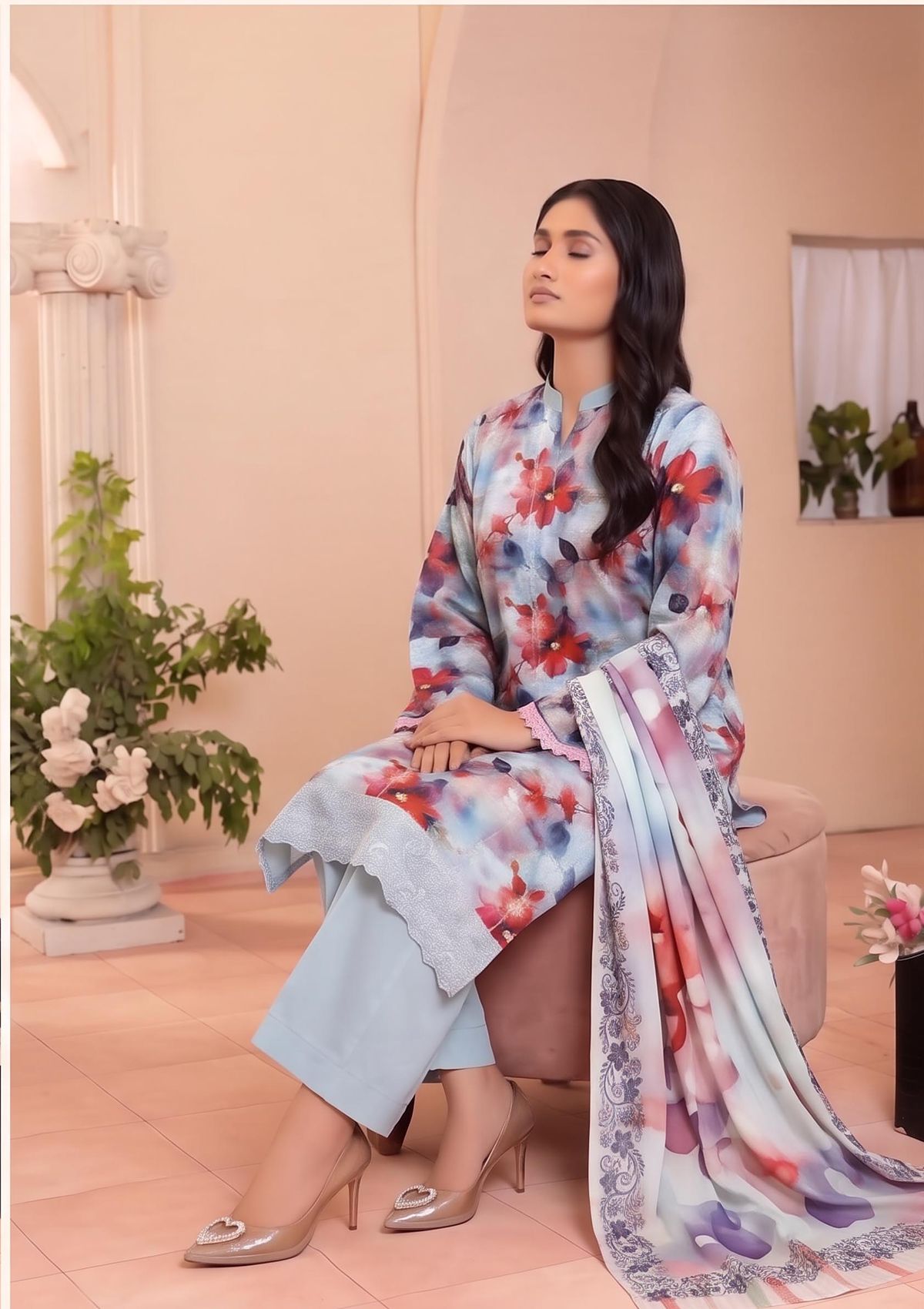 3 Piece - Embroidered Lawn - Fantak V177 - 04