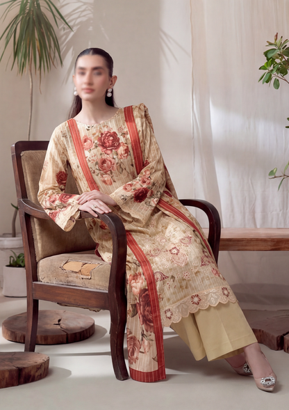 3 Piece - Embroidered Lawn - Fantak V303 - 05