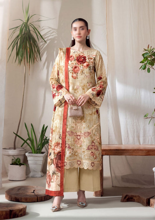 3 Piece - Embroidered Lawn - Fantak V303 - 05