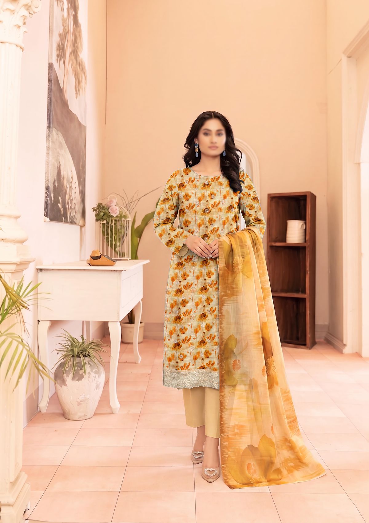 3 Piece - Embroidered Lawn - Fantak V177 - 05