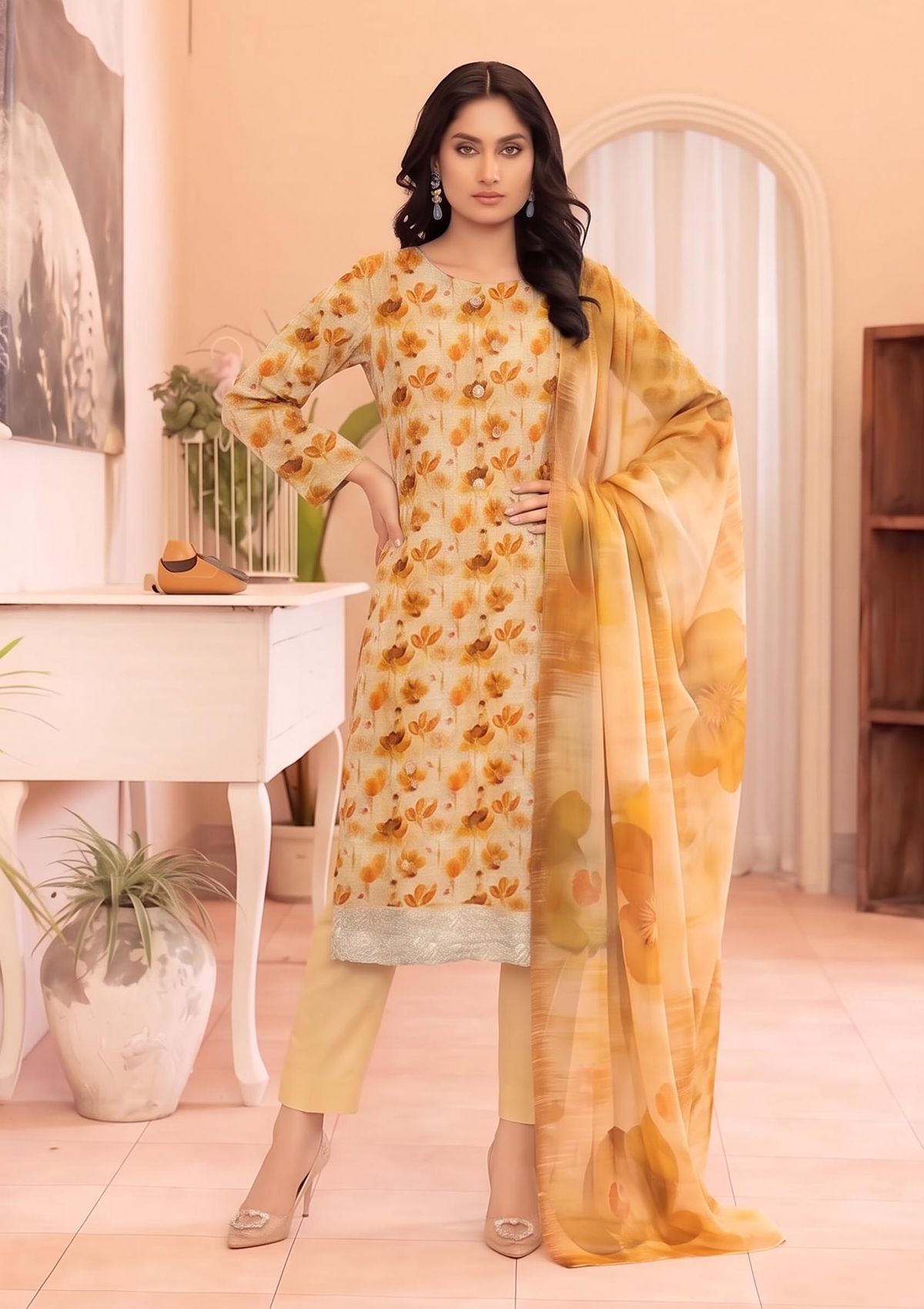 3 Piece - Embroidered Lawn - Fantak V177 - 05