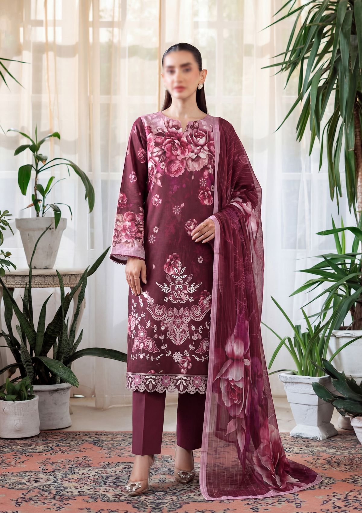 3 Piece - Embroidered Lawn - Fantak V303 - 06