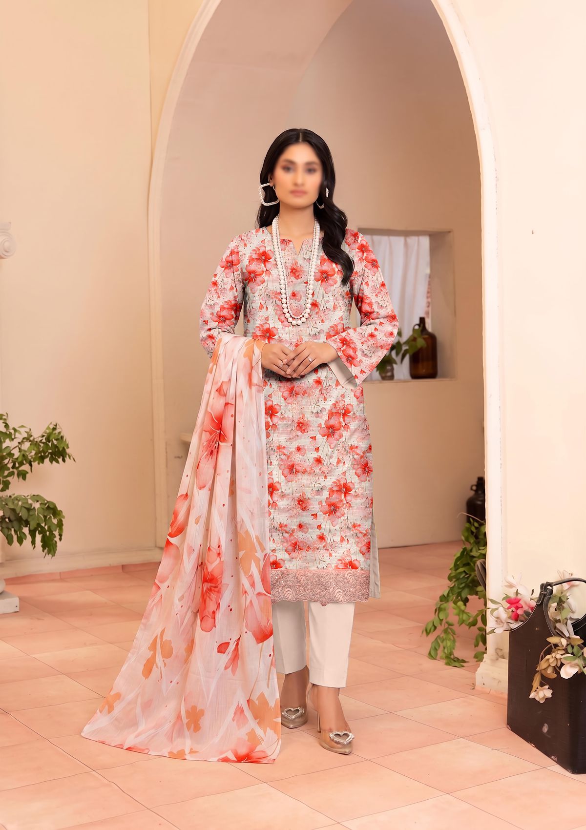 3 Piece - Embroidered Lawn - Fantak V177 - 06
