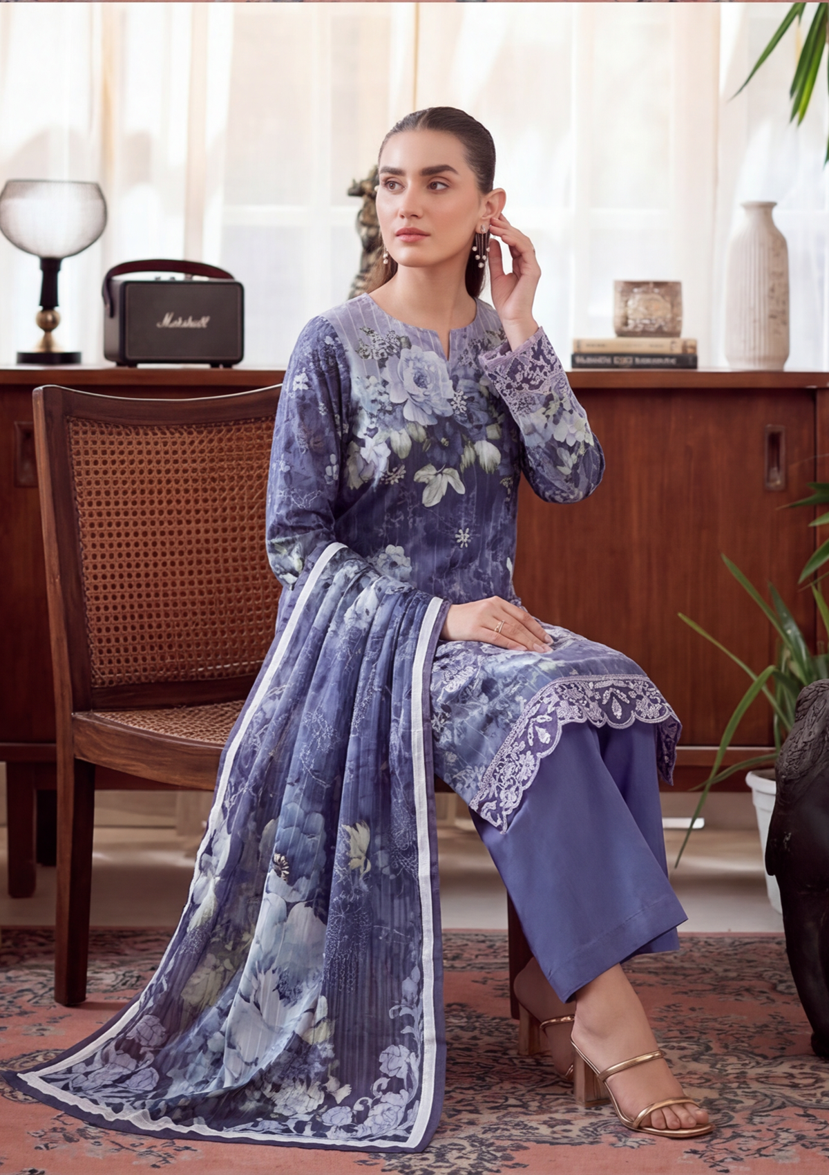 3 Piece - Embroidered Lawn - Fantak V303 - 07