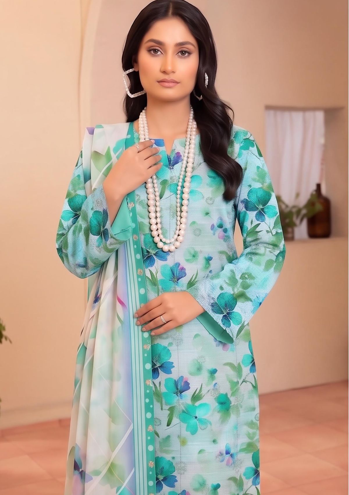3 Piece - Embroidered Lawn - Fantak V177 - 07