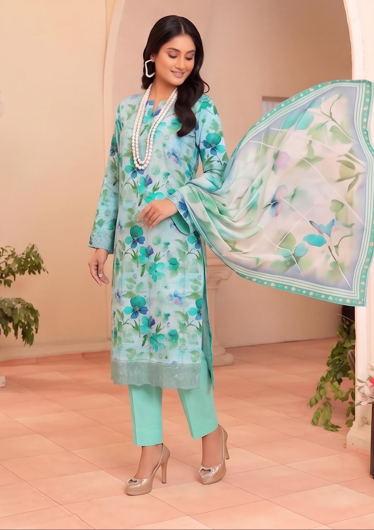 3 Piece - Embroidered Lawn - Fantak V177 - 07