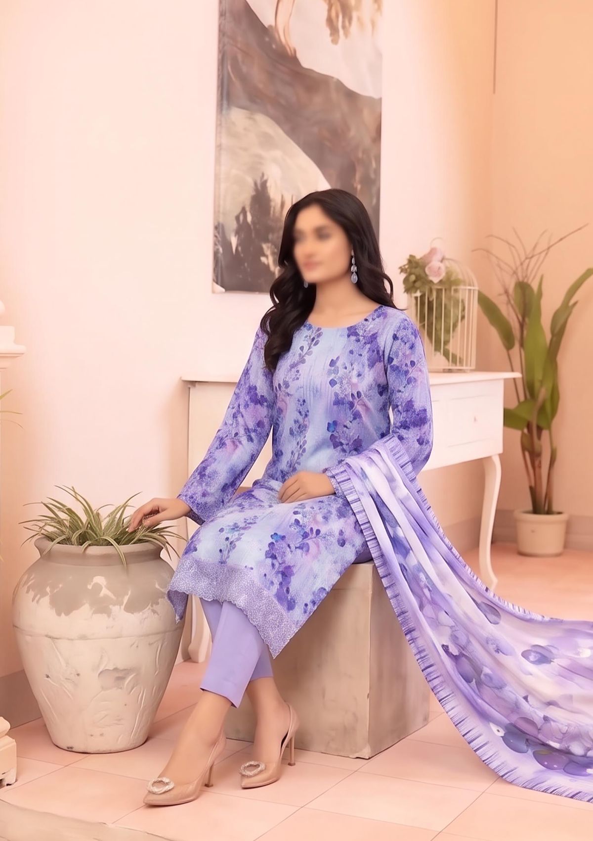 3 Piece - Embroidered Lawn - Fantak V177 - 08