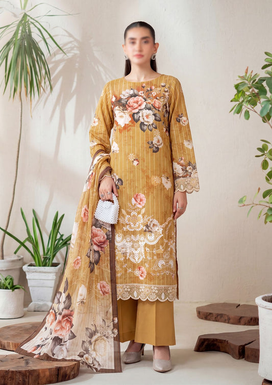 3 Piece - Embroidered Lawn - Fantak V303 - 09
