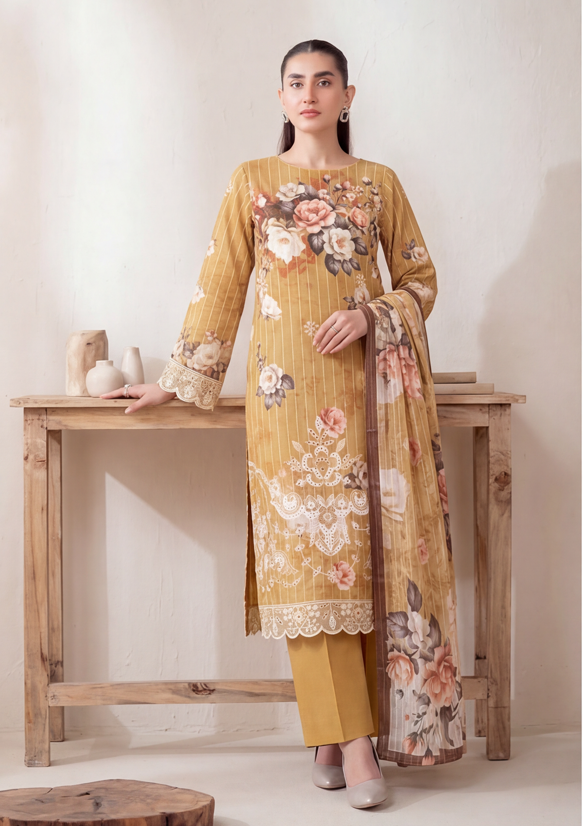 3 Piece - Embroidered Lawn - Fantak V303 - 09
