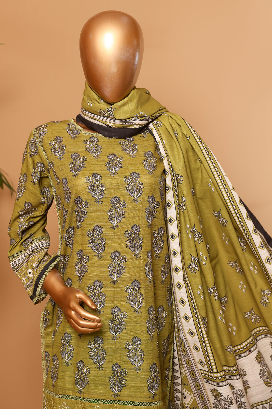 3 Piece - Embroidered Khaddar - D209