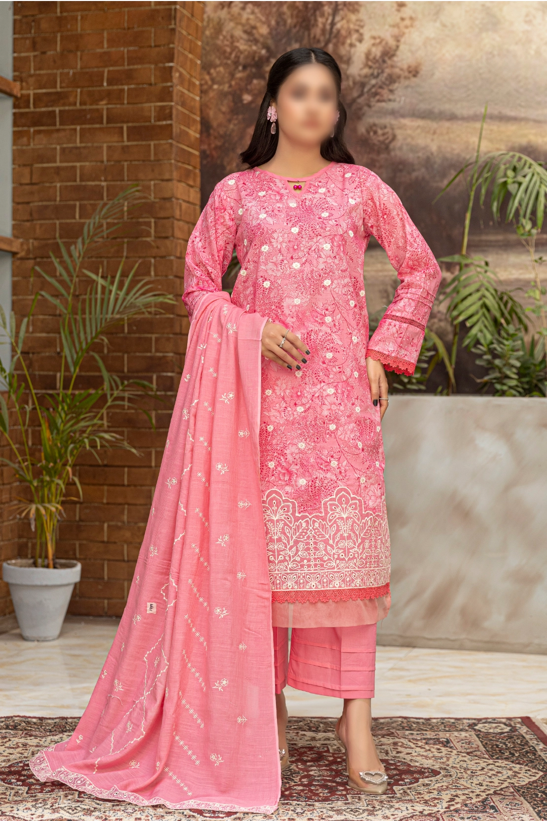 3 Piece - Embroidered Lawn - Aleen 101